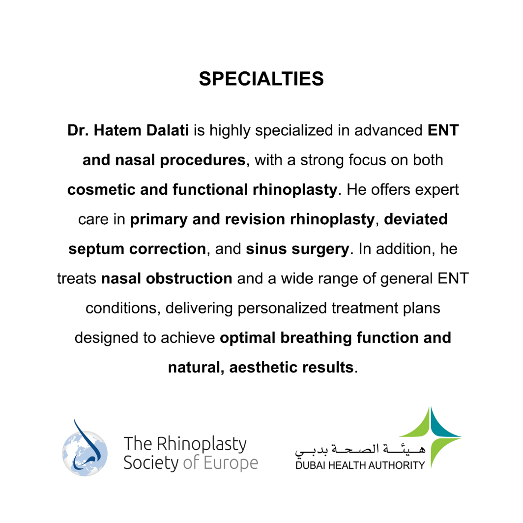 DR HATEM DALATI ENT CONSULTANT RHINOPLASTY SURGEON DUBAI uae
